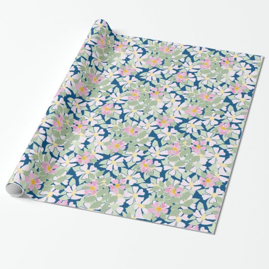 Hübsche rosa Dogros auf blauem Wrapping Paper Geschenkpapier (Ungerollt)