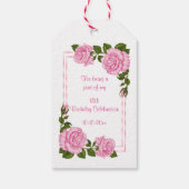 Hübsche rosa Eckblumenstrauß-18. Geburtstag Geschenkanhänger (Rückseite)