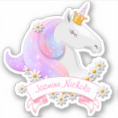 Hübsche Rosa Einhorndruckprinzessinnen Glitzern Aufkleber (Vorderseite)