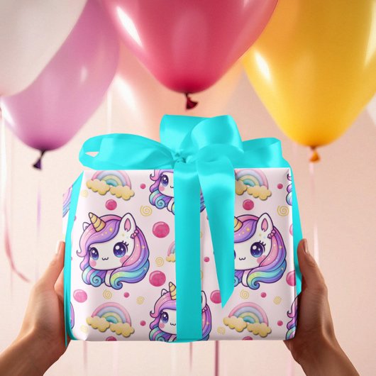 Hübsche rosa Einhörner  Geschenkpapier Set