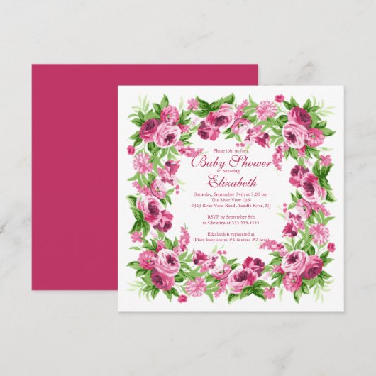 Hübsche rosa einladung (Vorne/Hinten)