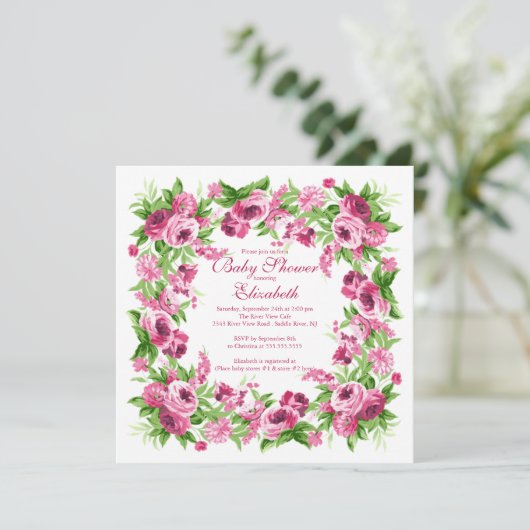 Hübsche rosa einladung (Stehend Vorderseite)