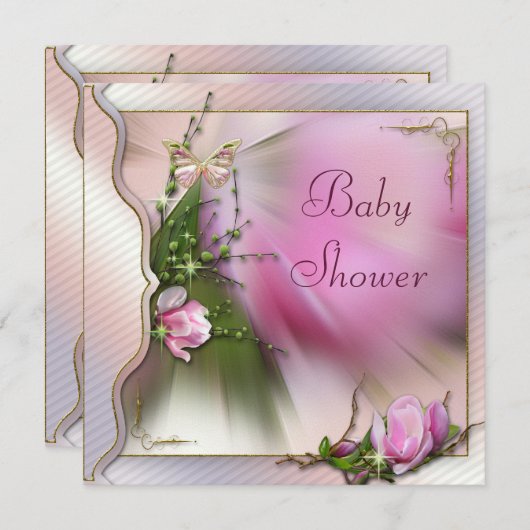 Hübsche rosa einladung (Vorne/Hinten)