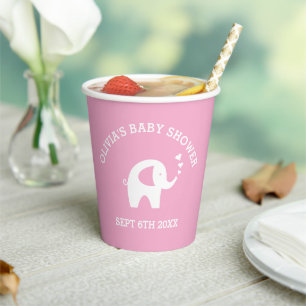 Hübsche rosa Elefant Mädchen Baby Shower Party Tas Pappbecher
