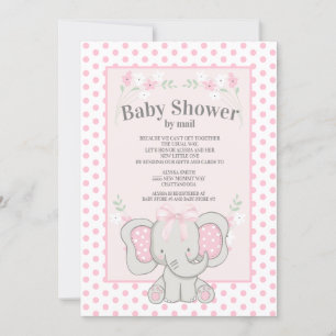 Hübsche rosa Elefant Punkte Baby Shower per Post Einladung