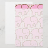Hübsche rosa Elefanten auf rosa Kariertes Muster Briefpapier (Vorne/Hinten)