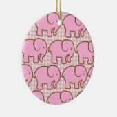 Hübsche rosa Elefanten auf rosa Kariertes Muster Keramikornament (Rechts)