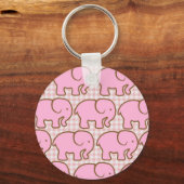 Hübsche rosa Elefanten auf rosa Kariertes Muster Schlüsselanhänger (Vorderseite)