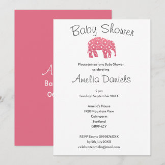 Hübsche rosa Elefanten-Baby-Party Einladung