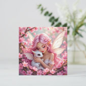 Hübsche rosa Elfenfee und Drache Blank Karte (Stehend Vorderseite)