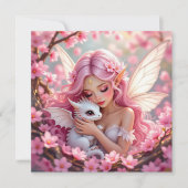 Hübsche rosa Elfenfee und Drache Blank Karte (Vorderseite)