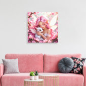 Hübsche rosa Elfenfee und Drache Leinwanddruck (Insitu (Wohnzimmer))