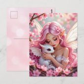 Hübsche rosa Elfenfee und Drache  Postkarte (Vorne/Hinten)
