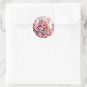 Hübsche rosa Elfenfee und Drache Runder Aufkleber (Tasche)
