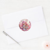 Hübsche rosa Elfenfee und Drache Runder Aufkleber (Umschlag)