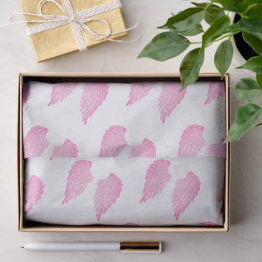 Hübsche rosa Engels-Flügel u. Weiß Seidenpapier (Geschenk)