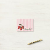 Hübsche rosa Erdbeeren und Streifen Erinnerung Post-it Klebezettel (Auf Schreibtisch)