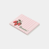 Hübsche rosa Erdbeeren und Streifen Erinnerung Post-it Klebezettel (angewinkelt)