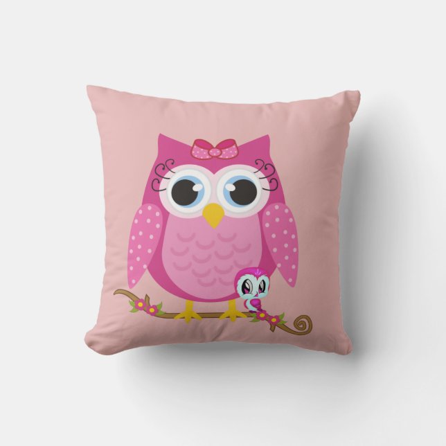 Hübsche rosa Eule Kissen (Vorderseite)