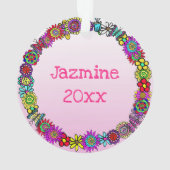 Hübsche Rosa Fairy & Regenbogen Einhorn & Schmette Ornament (Rückseite)