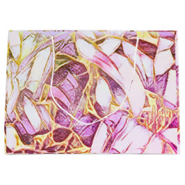 Hübsche Rosa Farben und Imitate Gold Blume Große Geschenktüte