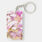 Hübsche Rosa Farben und Imitats Gold Blume Schlüsselanhänger (Rückseite)