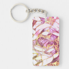 Hübsche Rosa Farben und Imitats Gold Blume Schlüsselanhänger