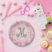 Hübsche rosa Farbsäcke Niedliches Goldmonogramm Pappteller (Party)