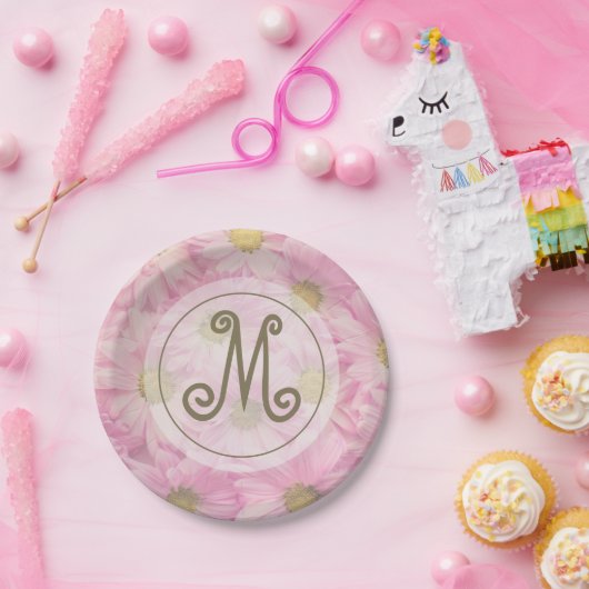 Hübsche rosa Farbsäcke Niedliches Goldmonogramm Pappteller (Party)