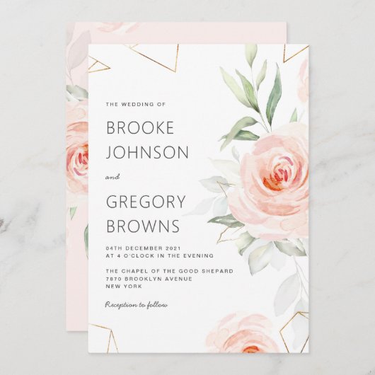 Hübsche rosa Farbtöne der geometrischen Blush-Hoch Einladung (Vorne/Hinten)