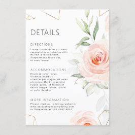 Hübsche rosa Farbtöne Geometrische Hochzeitsdetail Begleitkarte