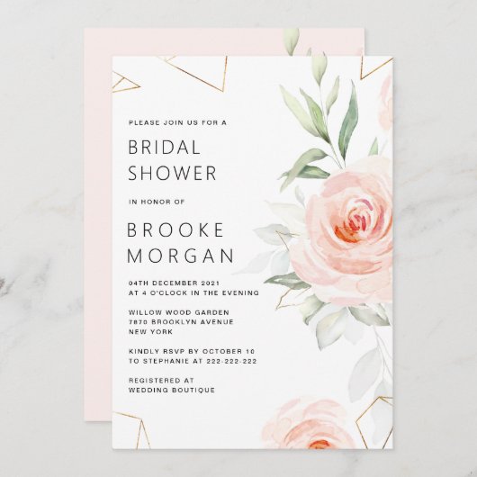 Hübsche rosa Farbtöne Geometrisches Brautparty Einladung (Vorne/Hinten)