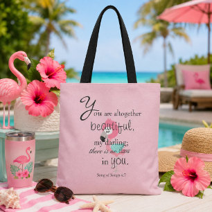 Hübsche rosa Flamingo Bibelvers Tasche
