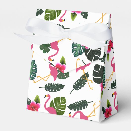 Hübsche rosa Flamingo und Blume für Sie Geschenkschachtel (Vorderseite)