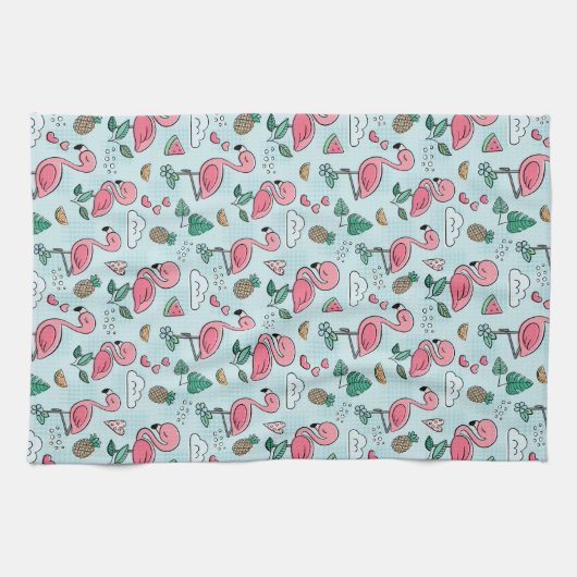 Hübsche rosa Flamingoküche Geschirrtuch (Horizontal)