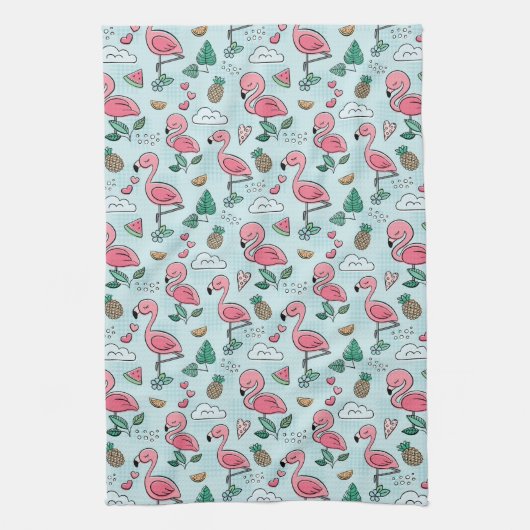 Hübsche rosa Flamingoküche Geschirrtuch (Vertikal)