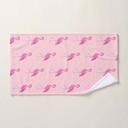 Hübsche rosa Flamingos auf einem rosa Hintergrund Badhandtuch Set (Handtuch)
