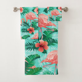 Hübsche rosa Flamingos Badhandtuch Set