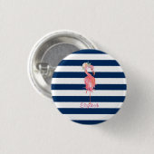 Hübsche rosa Flamingos-Blume, gestreift Button (Vorne & Hinten)