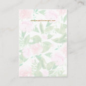 Hübsche rosa florale Anzeigetafel Visitenkarte (Rückseite)