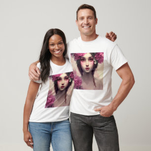Hübsche rosa florale ätherische Frau T-Shirt