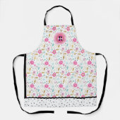 Hübsche rosa florale Monogram All-Over-Print-Schür Schürze (Vorderseite)