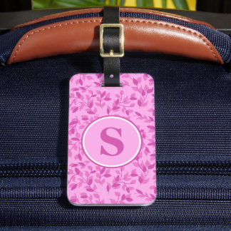 Hübsche rosa florale Monogramm Personalisierung Gepäckanhänger
