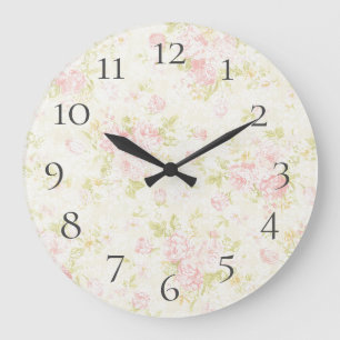Hübsche rosa florale Pastellspitze Große Wanduhr