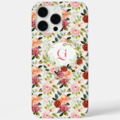 Hübsche rosa Floralien | Anfangsmonogramm Case-Mate iPhone Hülle (Rückseite)