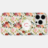 Hübsche rosa Floralien | Anfangsmonogramm Case-Mate iPhone Hülle (Rückseite (Horizontal))