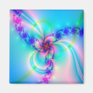 Hübsche rosa Fraktalblume Magnet