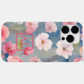 Hübsche Rosa Frühling Blume Ölgemälde Mit Monogram Case-Mate iPhone Hülle (Rückseite (Horizontal))