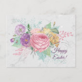 Hübsche Rosa Frühlingsblumen Bouquet Oster Feiertagspostkarte (Vorderseite)