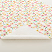 Hübsche rosa gelbe Watercolor-Blumen Sherpadecke (3/4)
